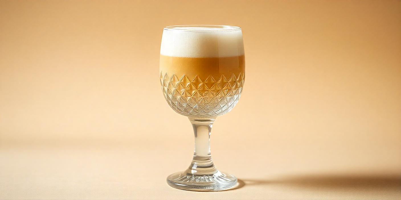 A glass of creamy beer with a foamy head served in a decorative glass.