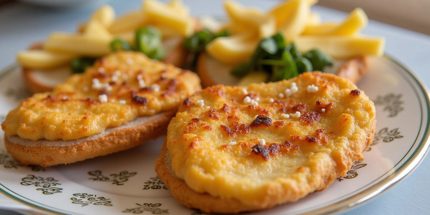 Cheese-Filled Fried Flatbreads – Golden crispy flatbreads topped with melted cheese.