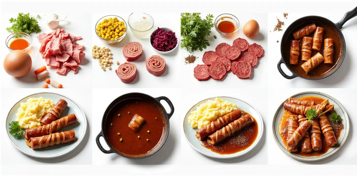 Traditional Sausage and Sides – A classic dish featuring sausages, mashed potatoes, and various sides.