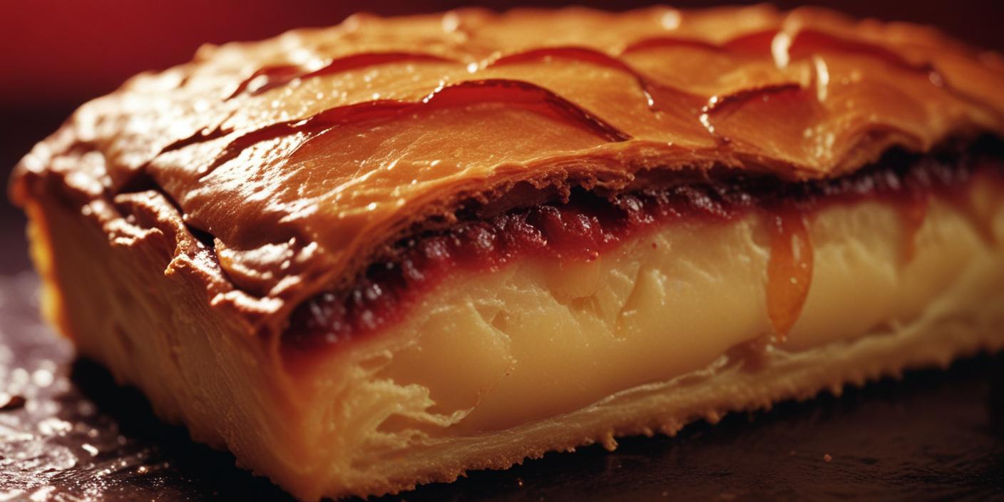 Golden puff pastry filled with melted cheese and fruit jam.