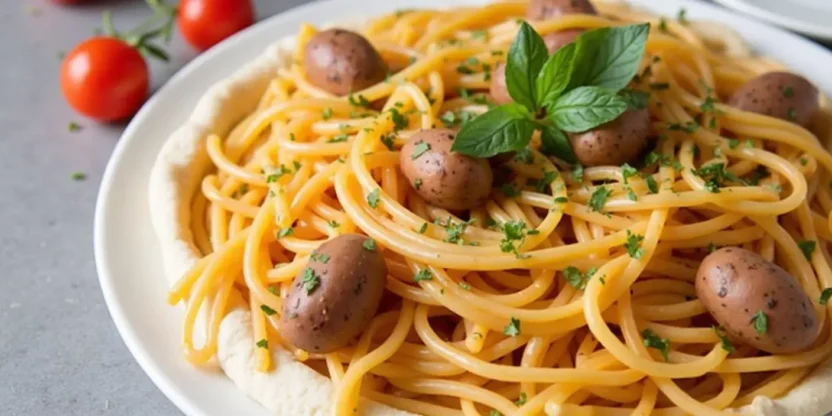 Spaghetti with Olives and Herbs – Classic spaghetti with olives, fresh herbs, and olive oil.