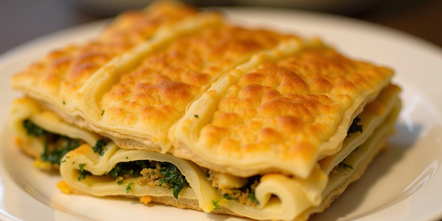 Cheese and Spinach Pie – A golden-baked layered pastry filled with cheese and spinach.