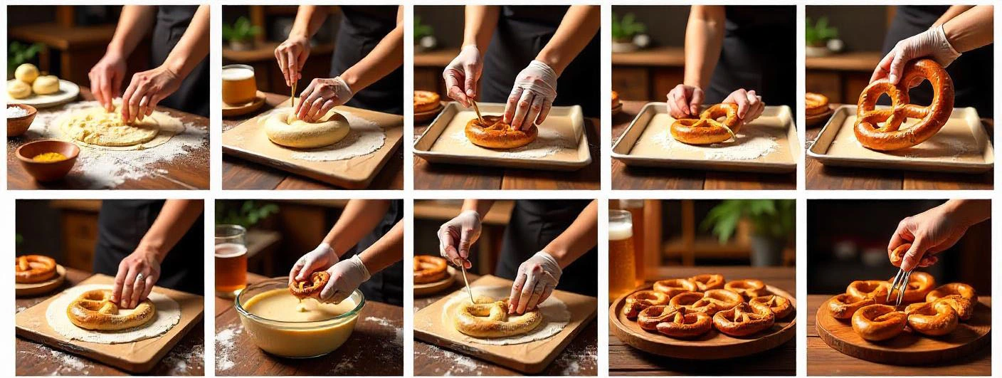 Step-by-step process of making authentic German Bretzels