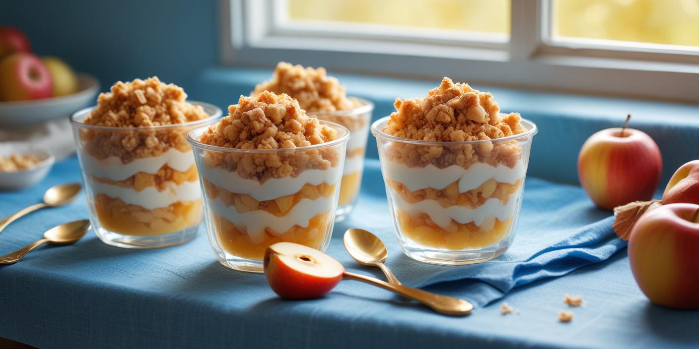 A yogurt parfait layered with granola and fruit, served in a glass with a spoon.