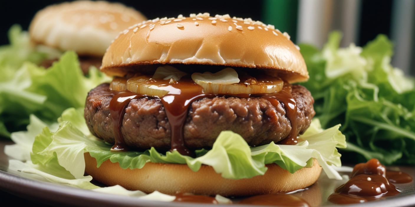 A juicy burger with lettuce, grilled pineapple, and a sesame seed bun.