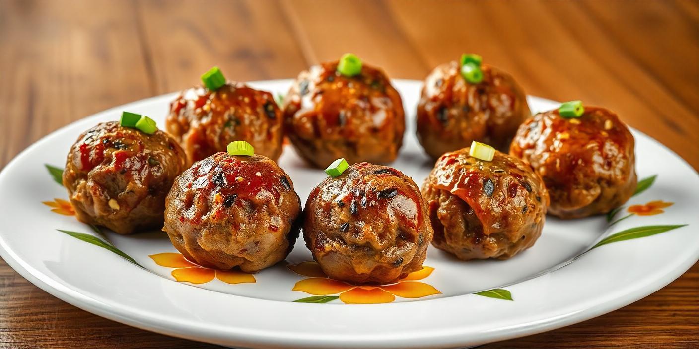 A plate of meatballs stuffed with vegetables, garnished with herbs.