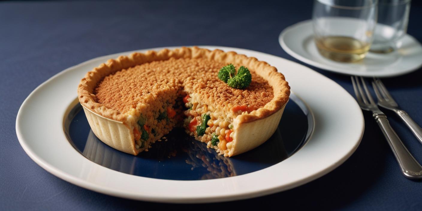 Savory meat pie with golden crust – A freshly baked meat pie with a flaky, golden-brown crust, filled with a rich and hearty filling.