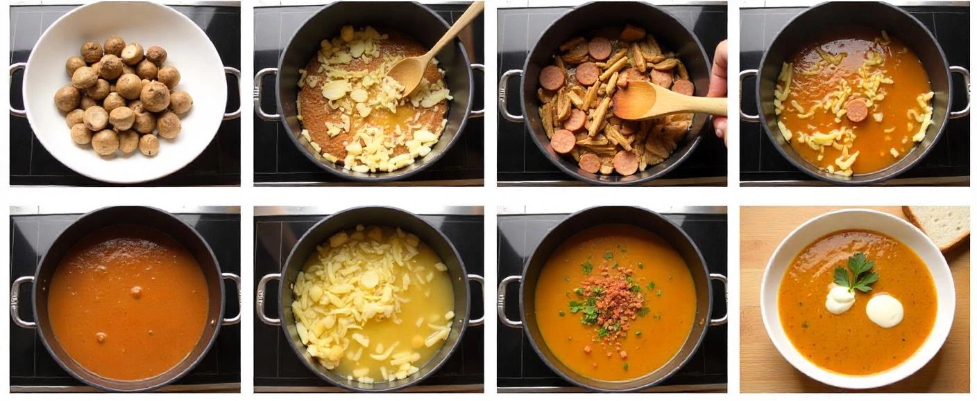 Step-by-step preparation of traditional Slovak Kapustnica soup