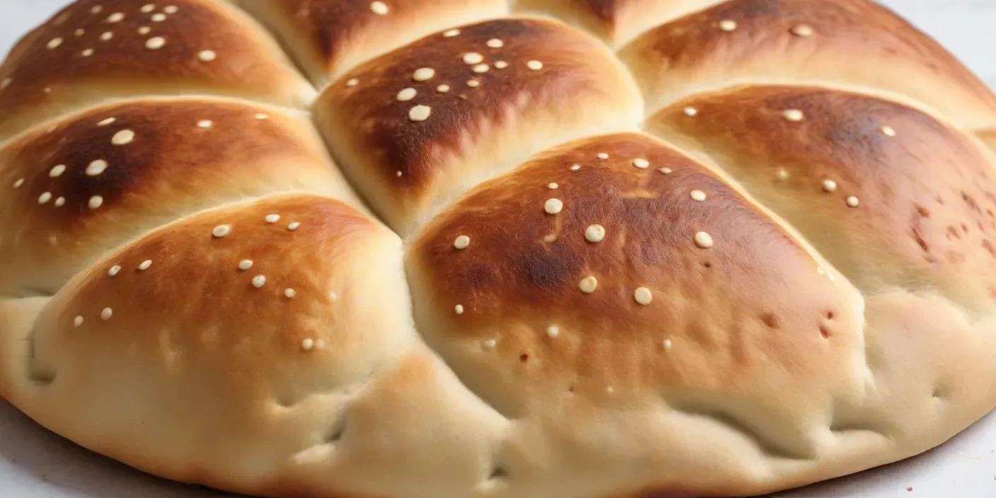 Freshly baked bread rolls with a golden crust and sesame seeds. BookOfFoods