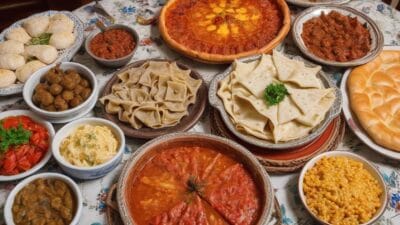 Freshly baked braided bread with a golden crust, sliced to reveal a soft interior. BookOfFoods