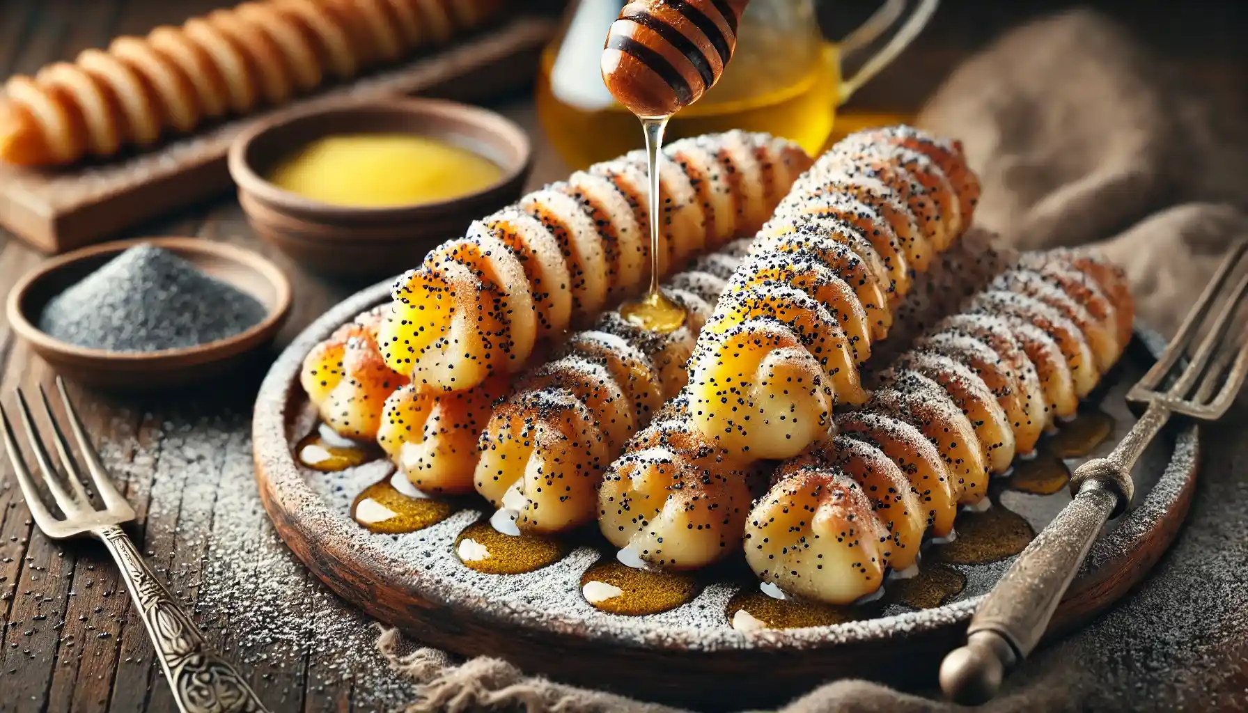 Spiral-shaped grilled potatoes seasoned with spices. BookOfFoods