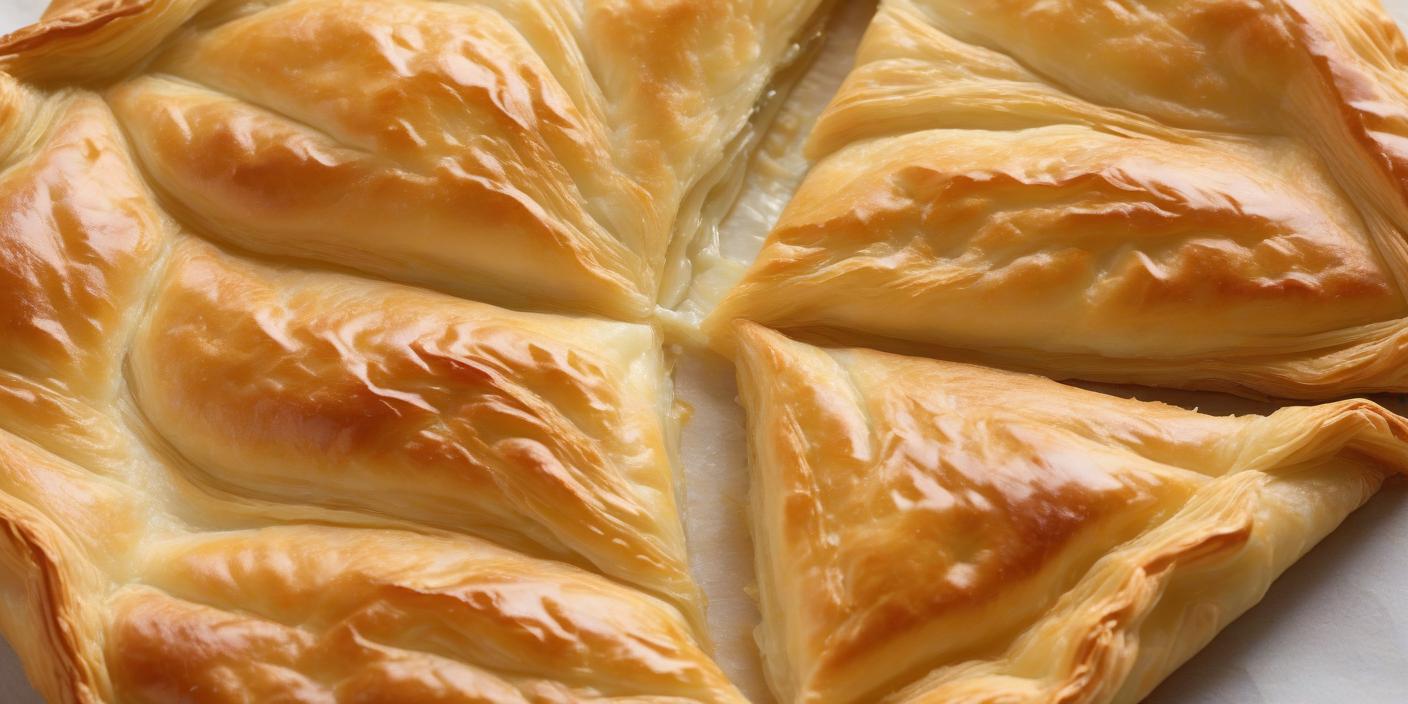 Golden, flaky pastry cut into triangular slices. BookOfFoods