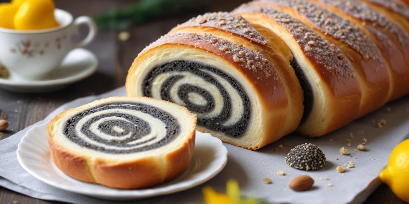 Makowiec is a classic Polish pastry featuring a soft, yeasted dough rolled around a rich, aromatic poppy seed filling.