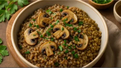 Buckwheat Porridge with Mushrooms and Herbs