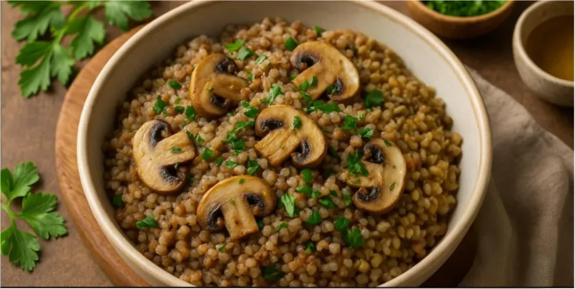 Buckwheat Porridge with Mushrooms and Herbs