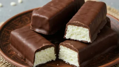 Estonian Kohuke — traditional sweet curd snack coated with chocolate, popular in Estonia.