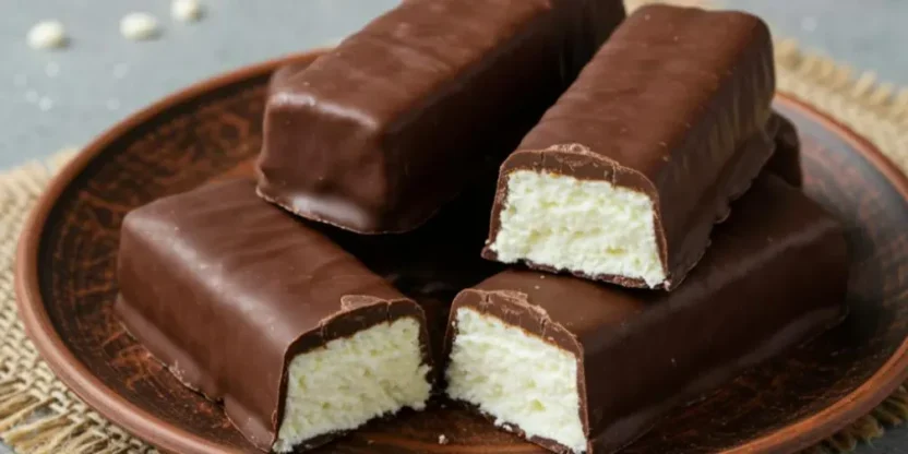 Estonian Kohuke — traditional sweet curd snack coated with chocolate, popular in Estonia.