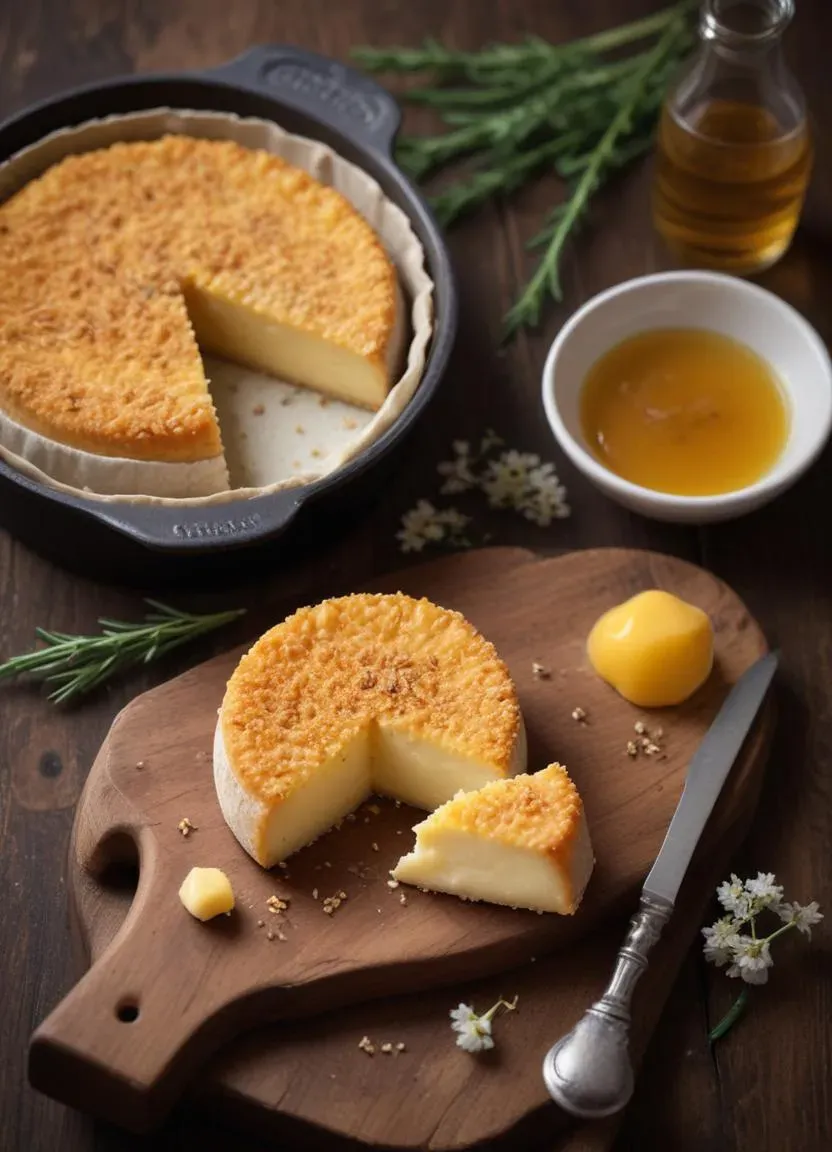 Discover the irresistible flavors of Estonian cuisine with this simple yet decadent dish. Semi-hard Estonian cheese is coated in breadcrumbs, baked to a golden crisp, and drizzled with sweet wildflower honey.