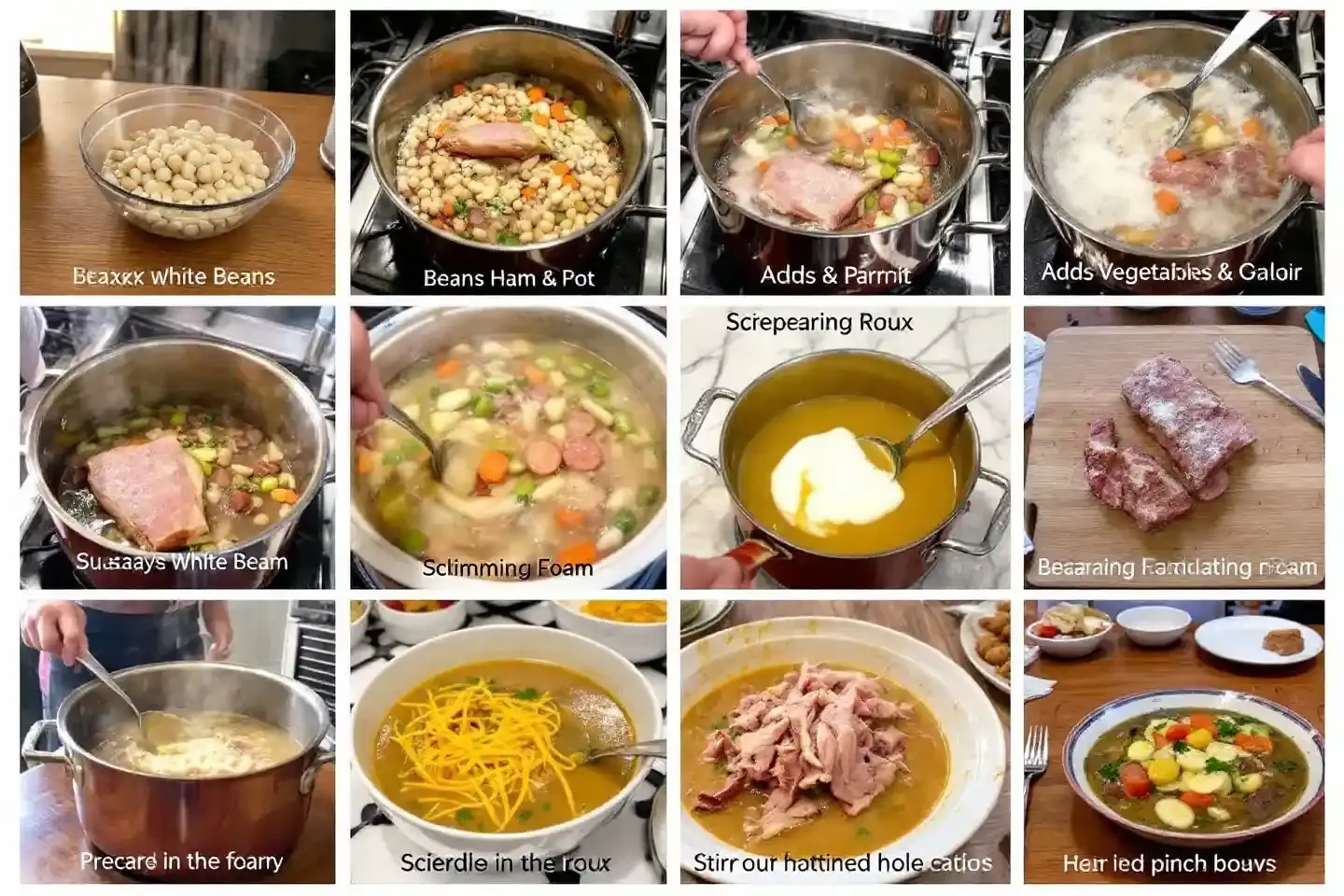 Traditional Hungarian Jókai Bableves Bean Soup Cooking Process