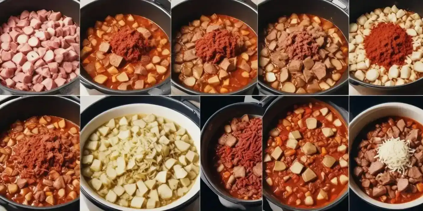 Instructions for Creating a Cooking Process Collage for Hungarian Pörkölt