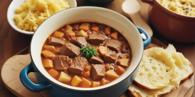 Székelykáposzta is a beloved Hungarian stew that highlights the rich flavors of sauerkraut and tender pork.