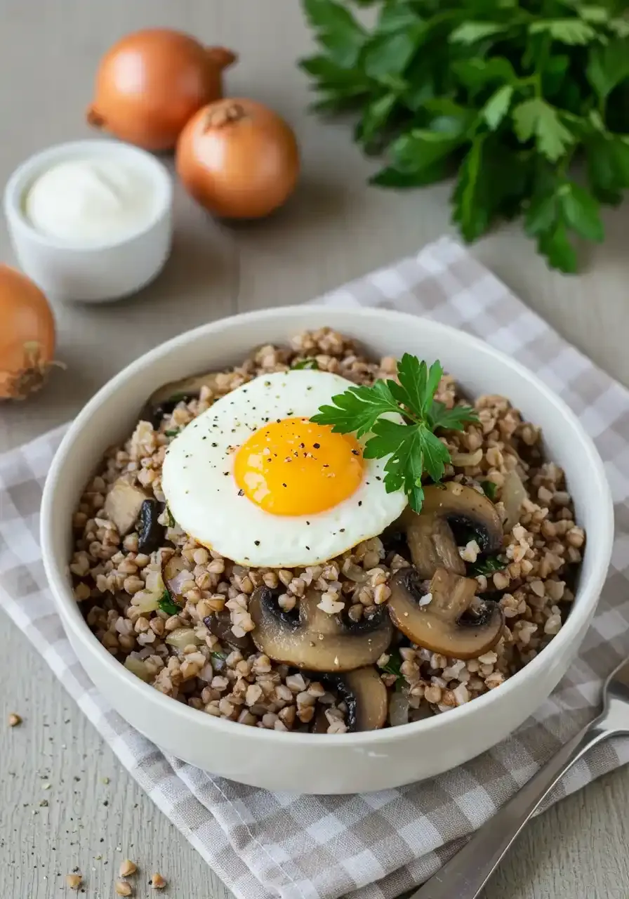 Buckwheat, known for its nutritional value, combined with aromatic mushrooms, onions, and herbs, creates a unique flavor profile that warms and delights.