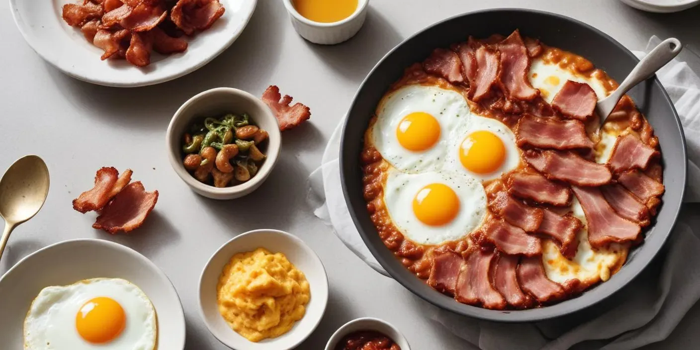 A cozy, rustic bowl of Hungarian főzelék is served with a variety of toppings—like a golden fried egg, crispy bacon or sausage, creamy sour cream, and crusty bread—highlighting the dish’s comforting texture, rich flavor, and homely charm.