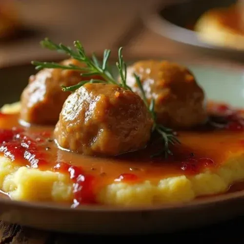 Norwegian Kjøttboller with mashed potatoes and brown sauce