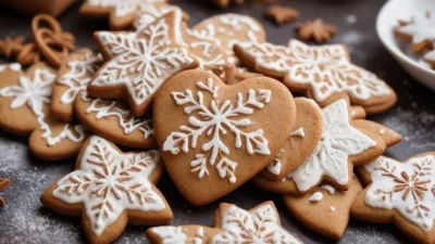 Delicious Swedish gingerbread cookies (Pepparkakor) served on a festive dish, perfect for Christmas gatherings and celebrations.