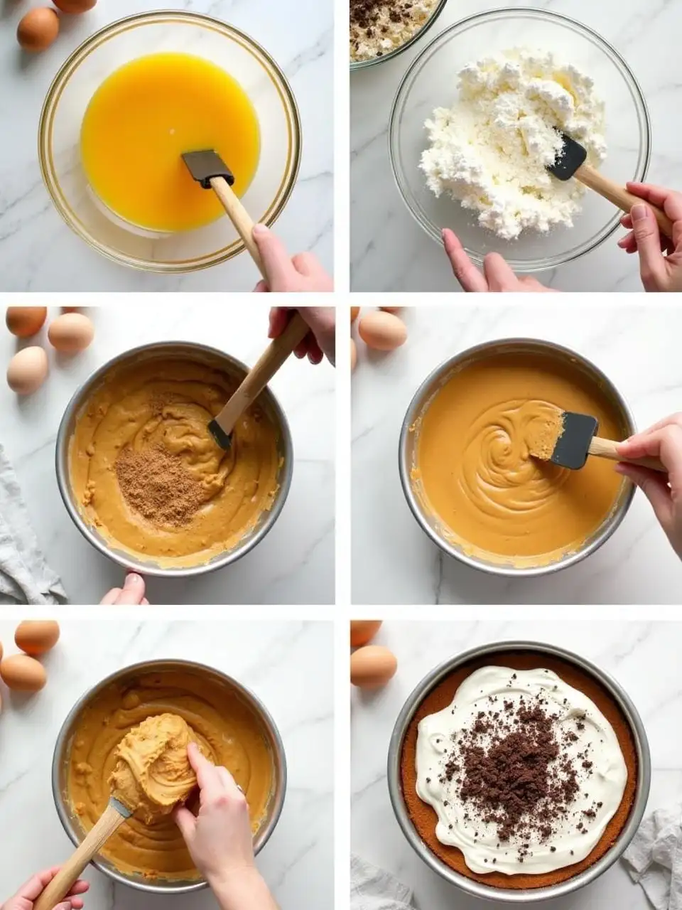 Step-by-step process of making Chocolate Rye Torte, from mixing ingredients to assembling the finished cake.
