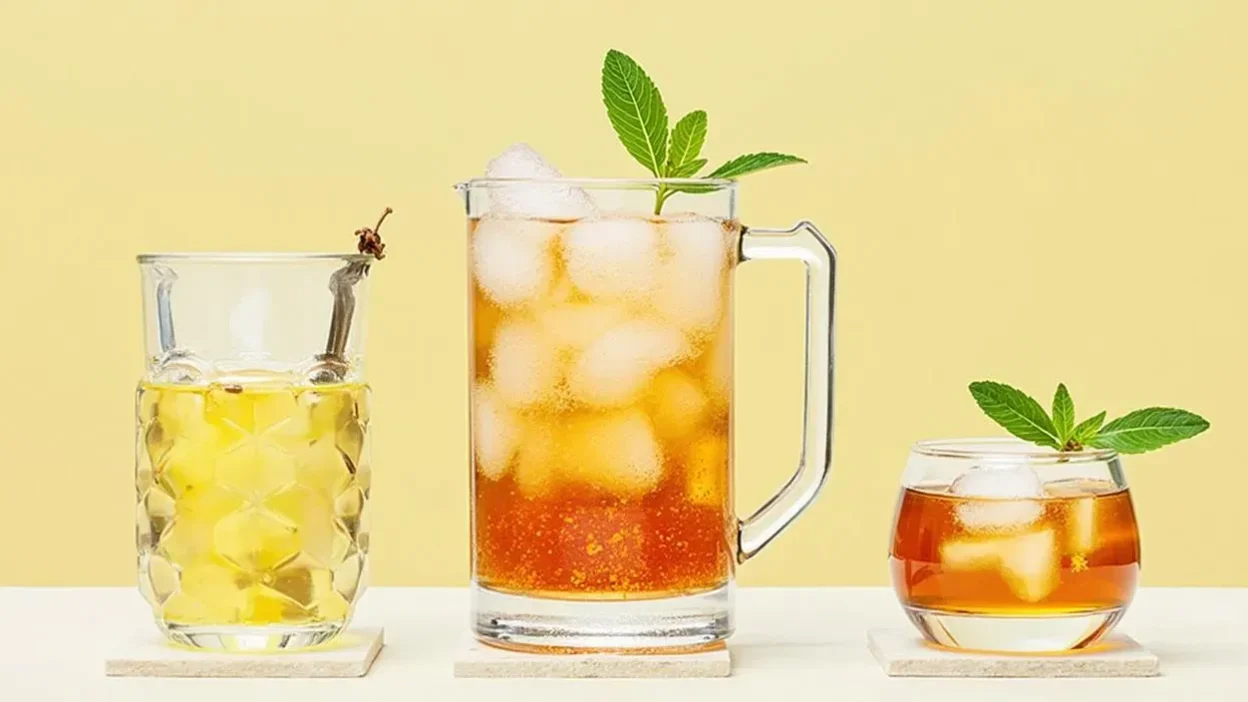 Visual step-by-step guide to making homemade iced tea, showing ingredients, brewing techniques, flavor additions, and serving suggestions.