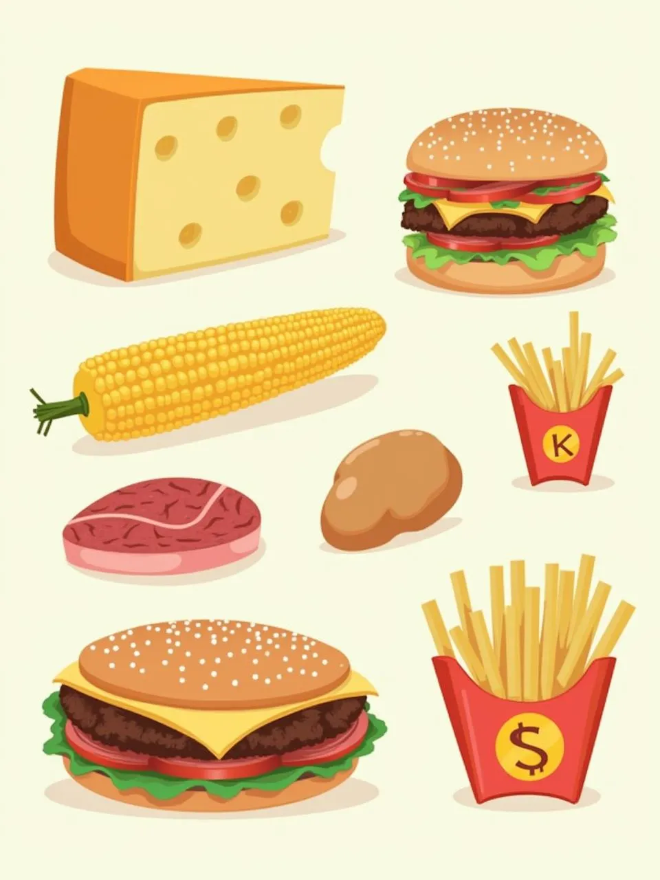 Infographic titled “Most Eaten Foods in a Lifetime” featuring illustrated icons of staple foods (rice, bread, chicken, eggs) and fun fact callouts about average lifetime consumption, set against a clean background.