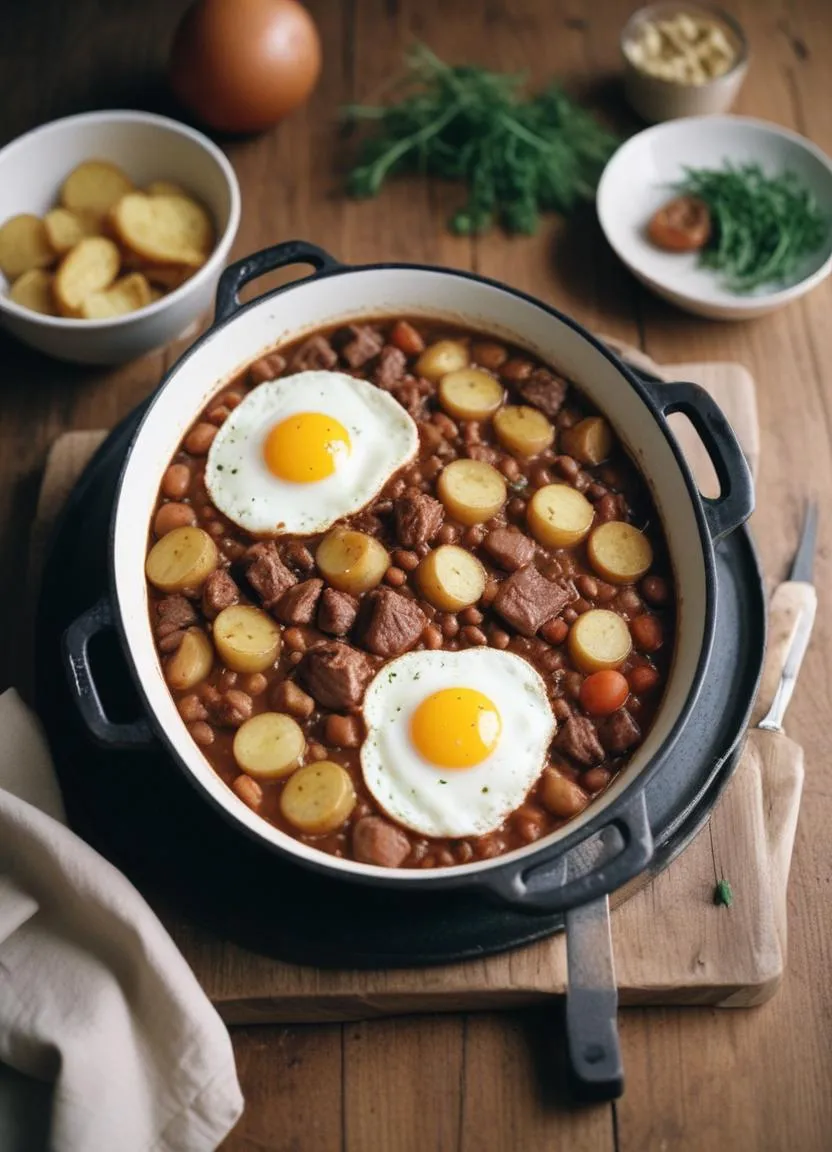 This comforting meal is often served with a perfectly fried egg on top, pickled beets, and a side of mustard. The dish is a simple yet hearty reflection of Swedish home cooking, made with love and practicality.