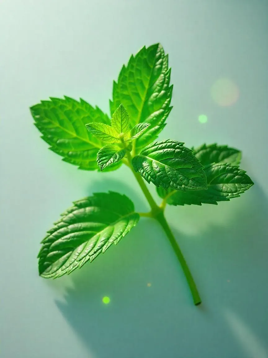 Mint is a vibrant herb characterized by its bright green, serrated leaves and a distinctive, refreshing aroma.