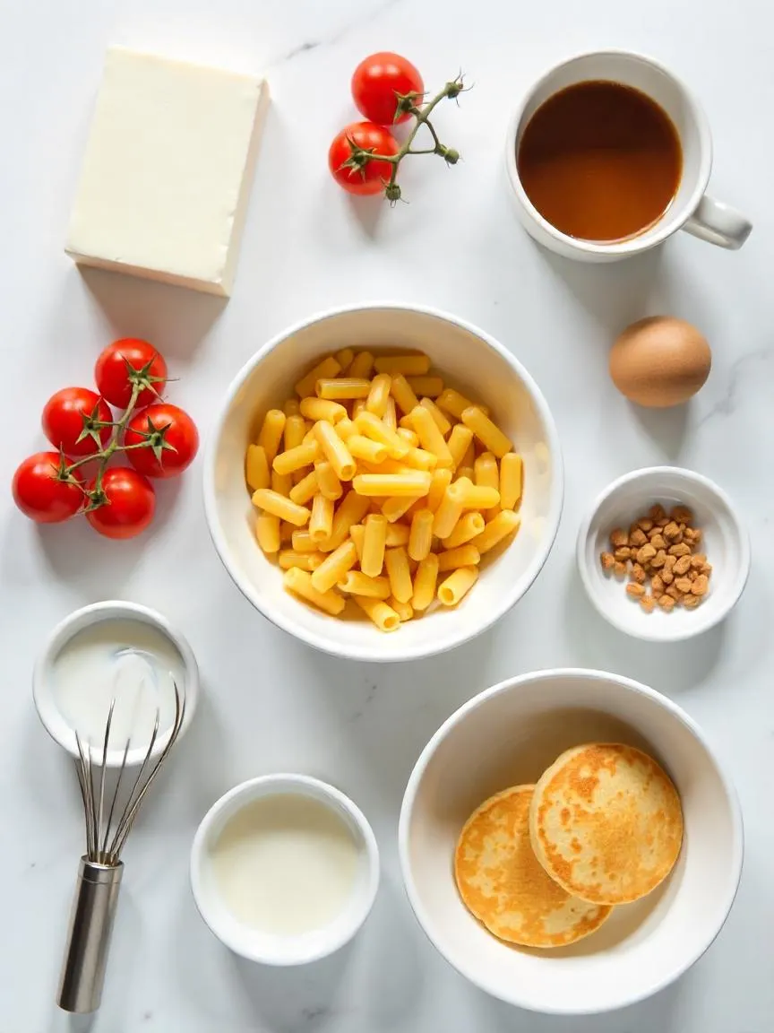 A smartphone capturing a video of a cooking process in a modern kitchen, with fresh ingredients and kitchen tools neatly arranged on the counter—representing simple TikTok recipes made at home.