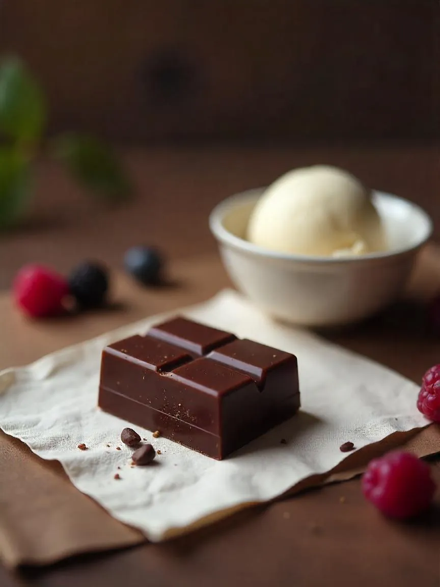 Small portion of sweets like chocolate and ice cream served as treats.