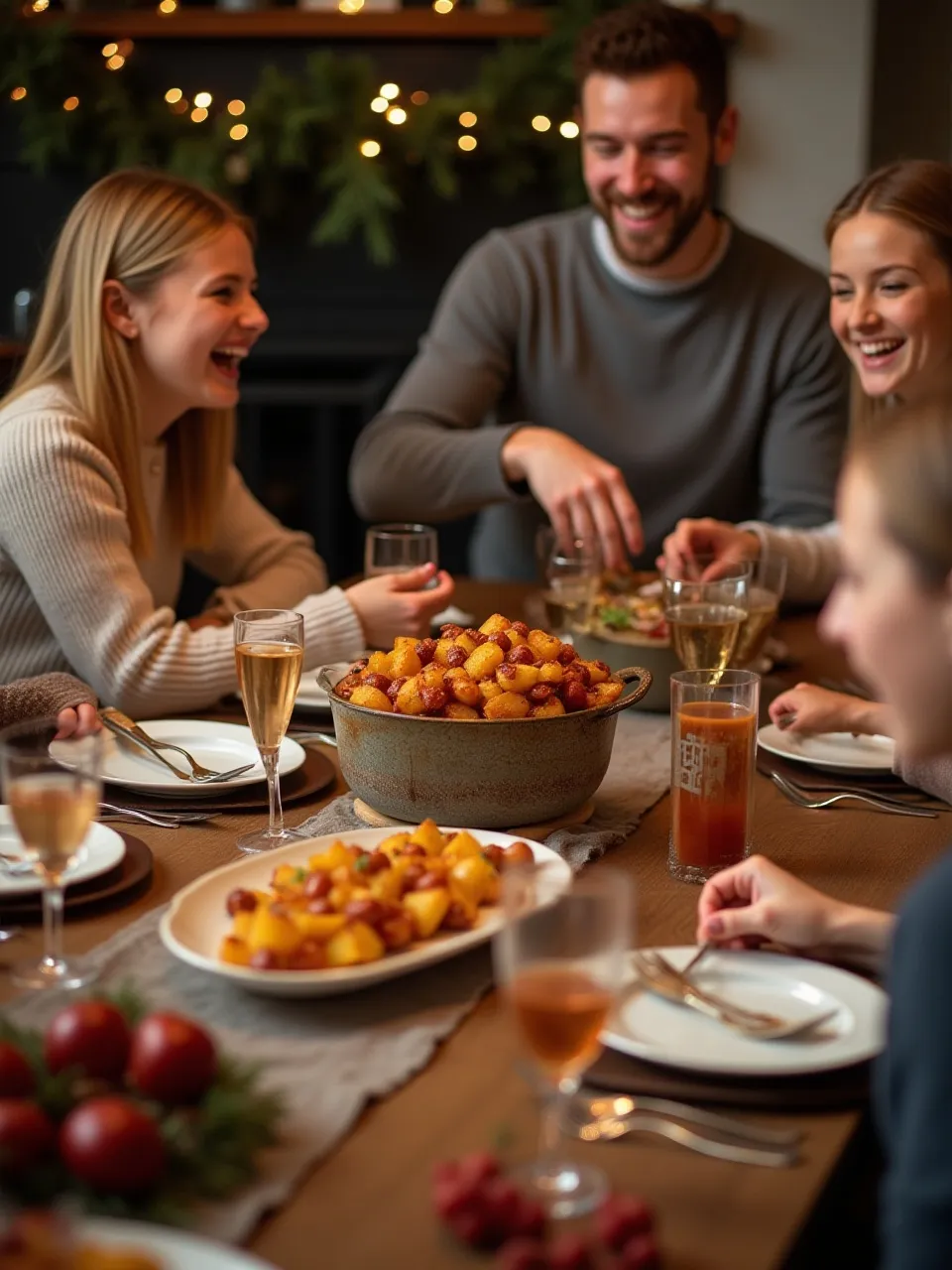 Traditional Danish brunede kartofler – small potatoes coated in sweet caramel, presented as a holiday side dish.