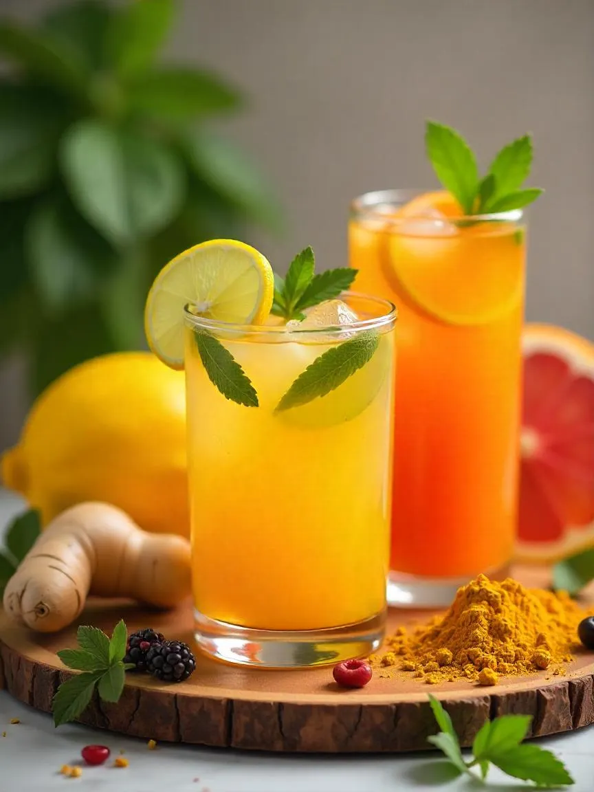 Illustration of the body’s detox organs with natural elements like fruits, herbs, and water symbolizing hydration and support for detoxification processes.