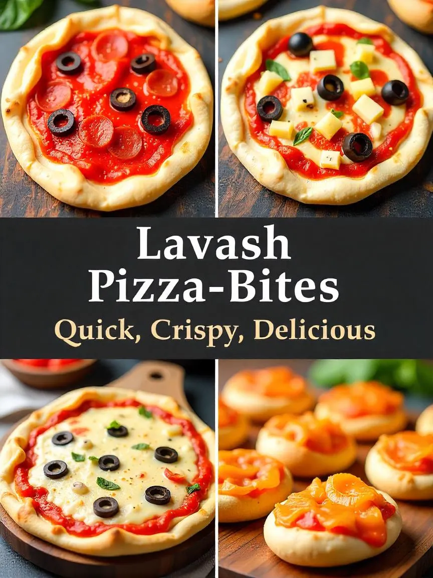 Mini lavash pizza rolls filled with marinara sauce, melted mozzarella, and assorted toppings, baked until golden and crispy.