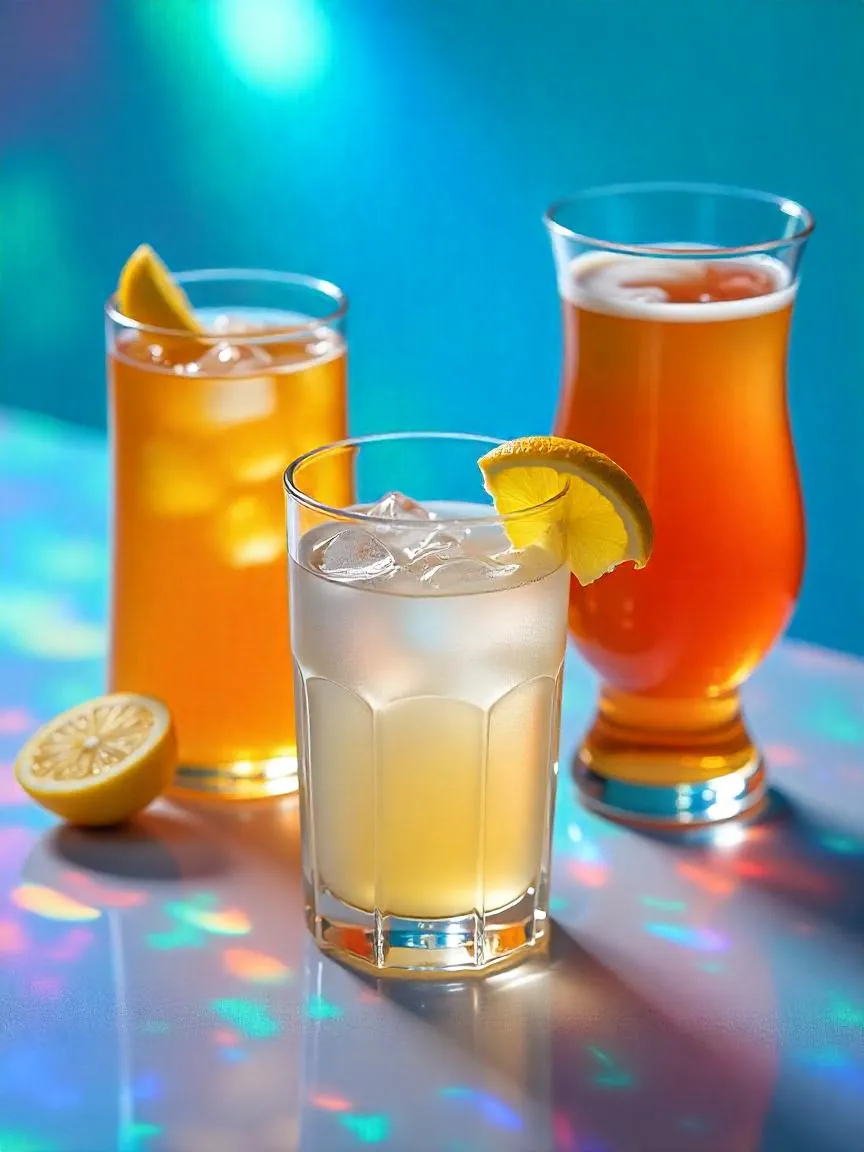 Assortment of drinks including herbal tea, sparkling water, ayran, wine, iced coffee, and craft beer to pair with lavash snacks.