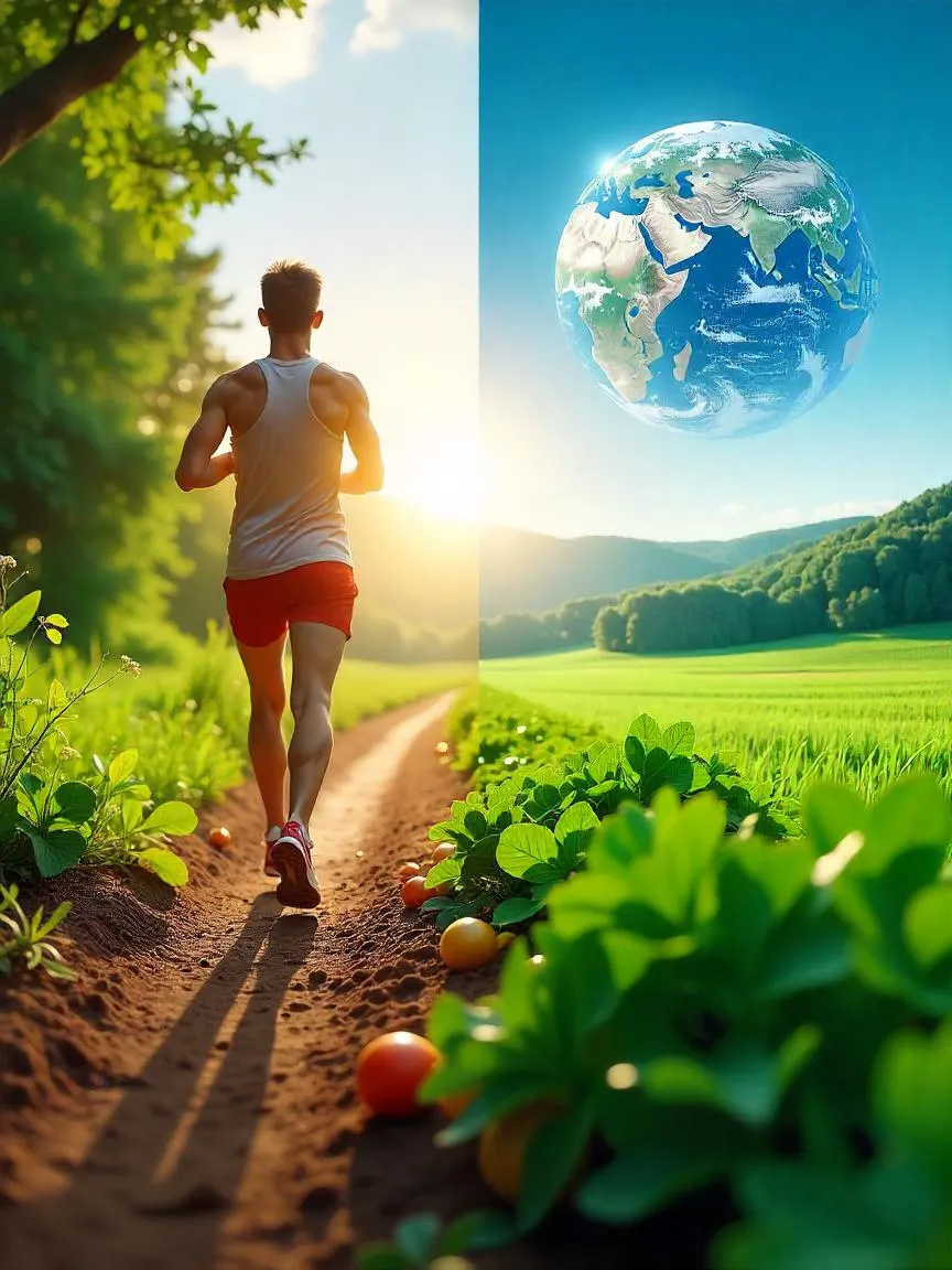 Visual representation of how healthy diets connect to environmental sustainability and human well-being.