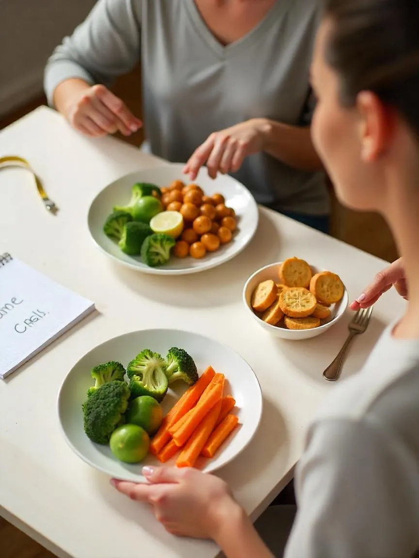 A person deciding between gluten-free whole foods and packaged snacks, representing the thoughtful evaluation of gluten-free eating for weight loss.