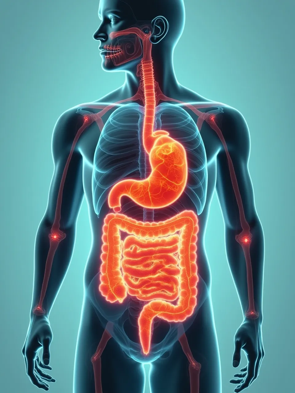 Illustration of gut and heart health risks linked to ultra-processed foods, showing digestive imbalance and cardiovascular strain.