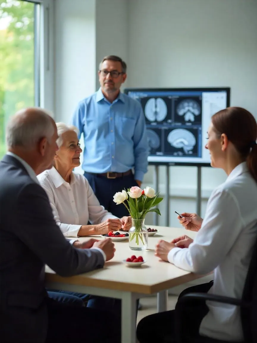 Researchers analyzing brain scans during a clinical trial on elderly participants eating MIND diet foods