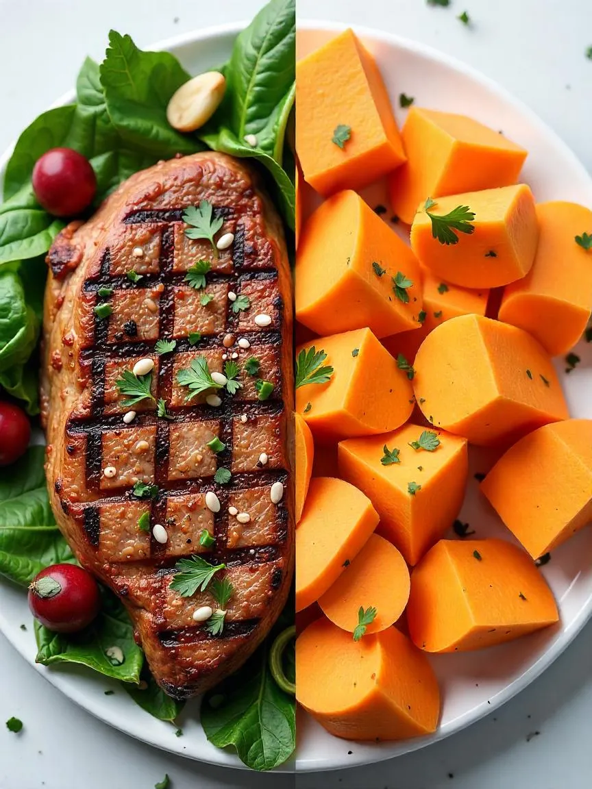 Visual comparison of Paleo-approved foods versus restricted items, highlighting natural proteins and produce on one side and grains, dairy, and processed foods on the other