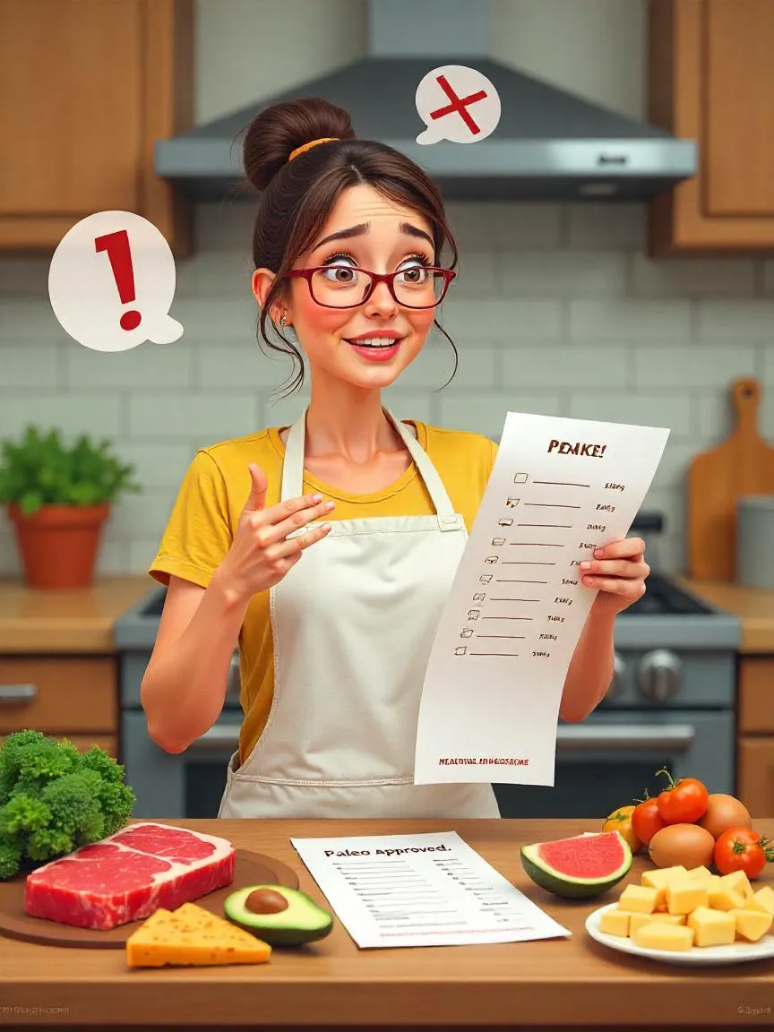 Person reviewing costly Paleo groceries with excluded foods nearby, highlighting challenges of the Paleo diet.