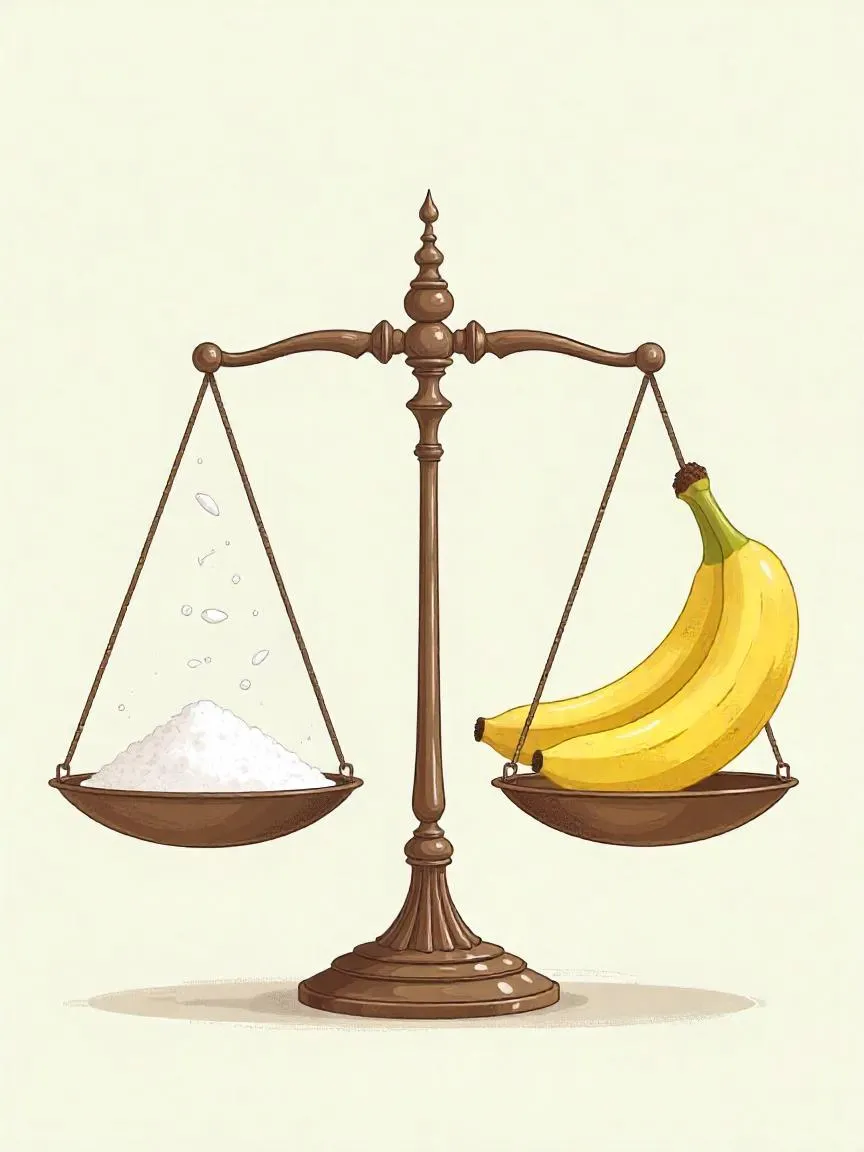 Visual comparison of sodium-heavy foods and potassium-rich foods showing their opposing effects on blood pressure and heart health. 