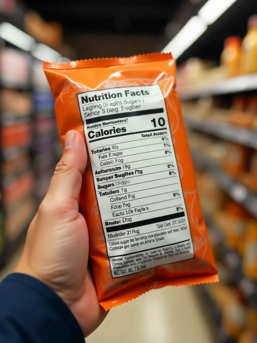 Close-up of a food label showing total and added sugars with multiple sugar ingredients listed.