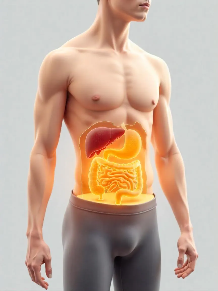 Illustration of subcutaneous and visceral fat locations in a clothed human torso, showing fat beneath the skin and around abdominal organs.