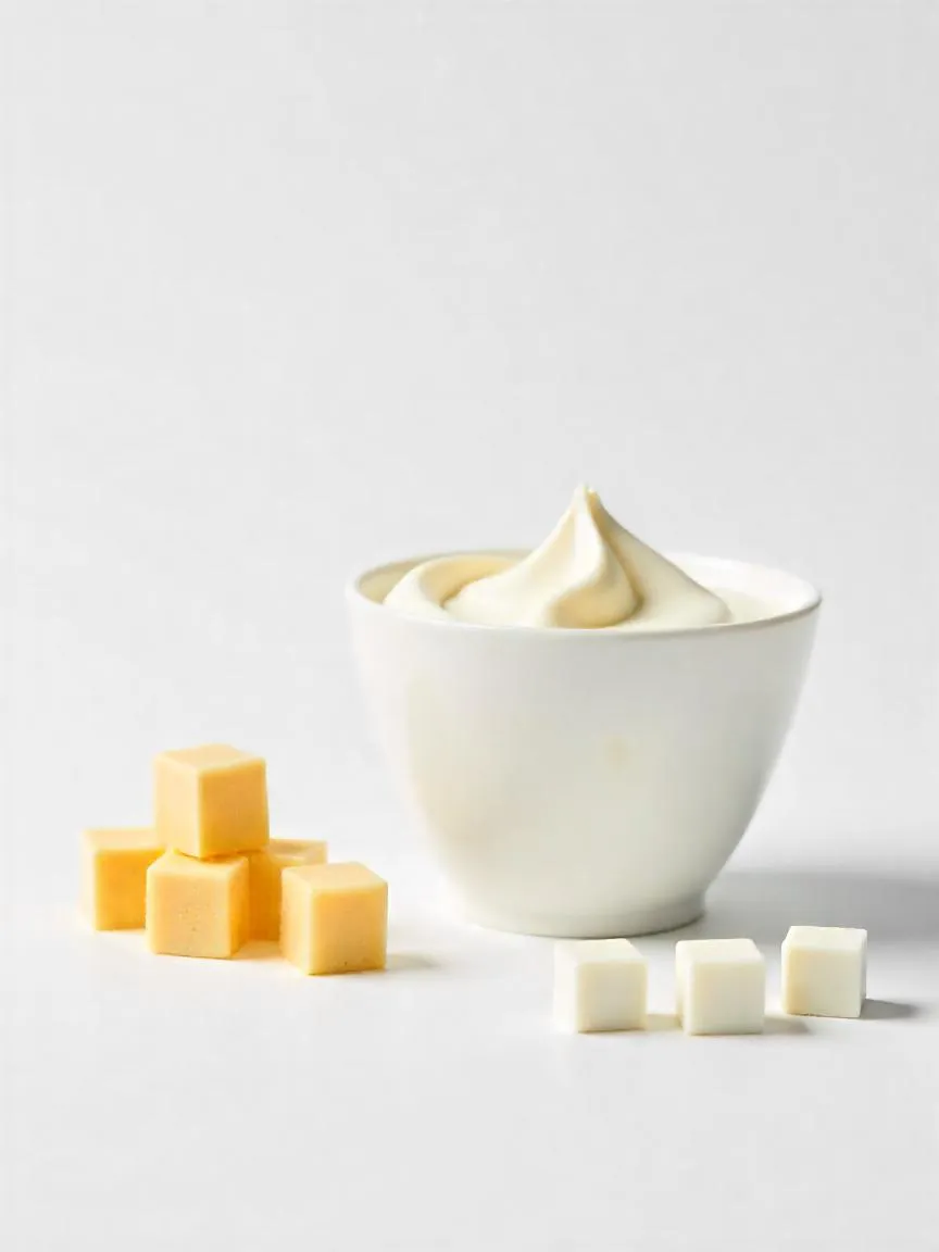 Common foods displayed with sugar cubes representing added sugar content—e.g., soda, yogurt, cereal, and granola bar.